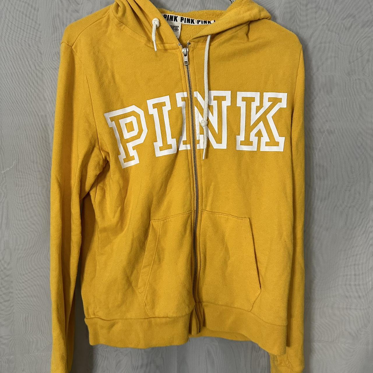 Victoria's Secret Pink yellow track jacket Zip - Depop