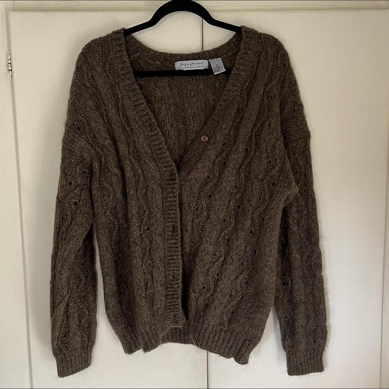 Men's Green and Brown Cardigan | Depop