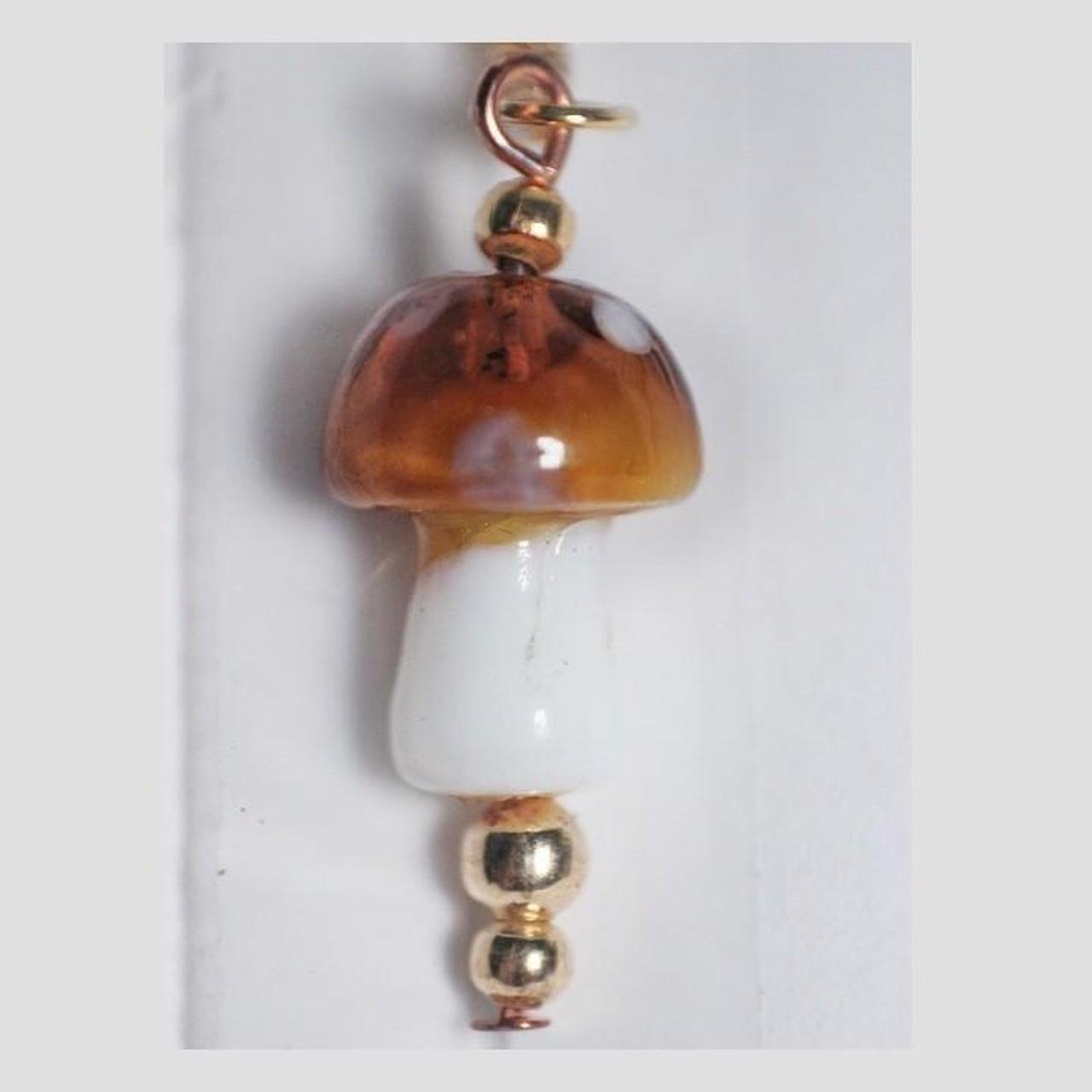 Amber lampwork style glass mushroom toadstool - Depop