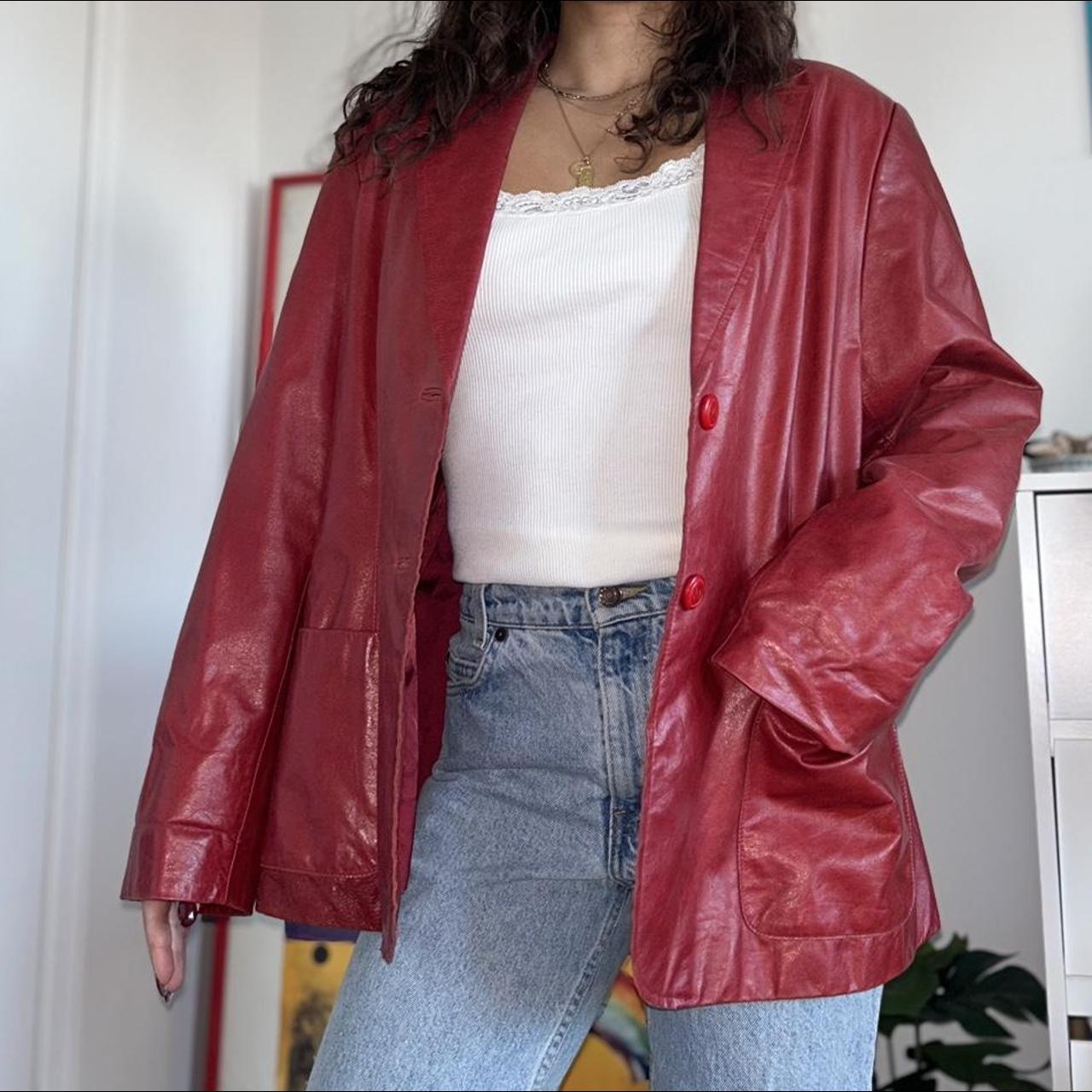 Vintage 90s leather jacket! Size large, but could... - Depop