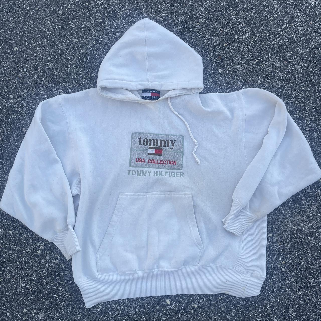 Tommy Hilfiger Men's Cream Hoodie Depop