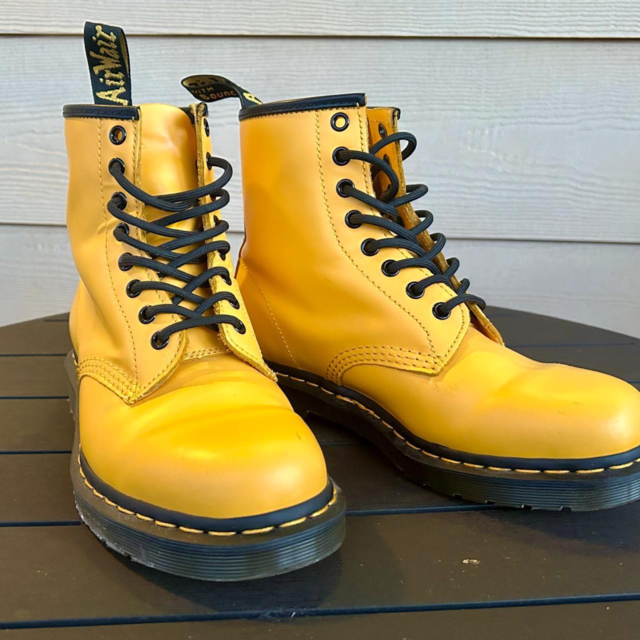 Doc Martens 1460s yellow, 8-eye, smooth leather,... - Depop