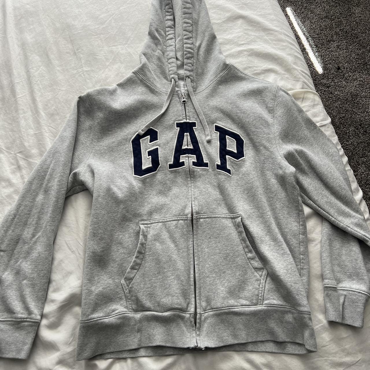 Grey Gap zip up hoodie Size large - Depop