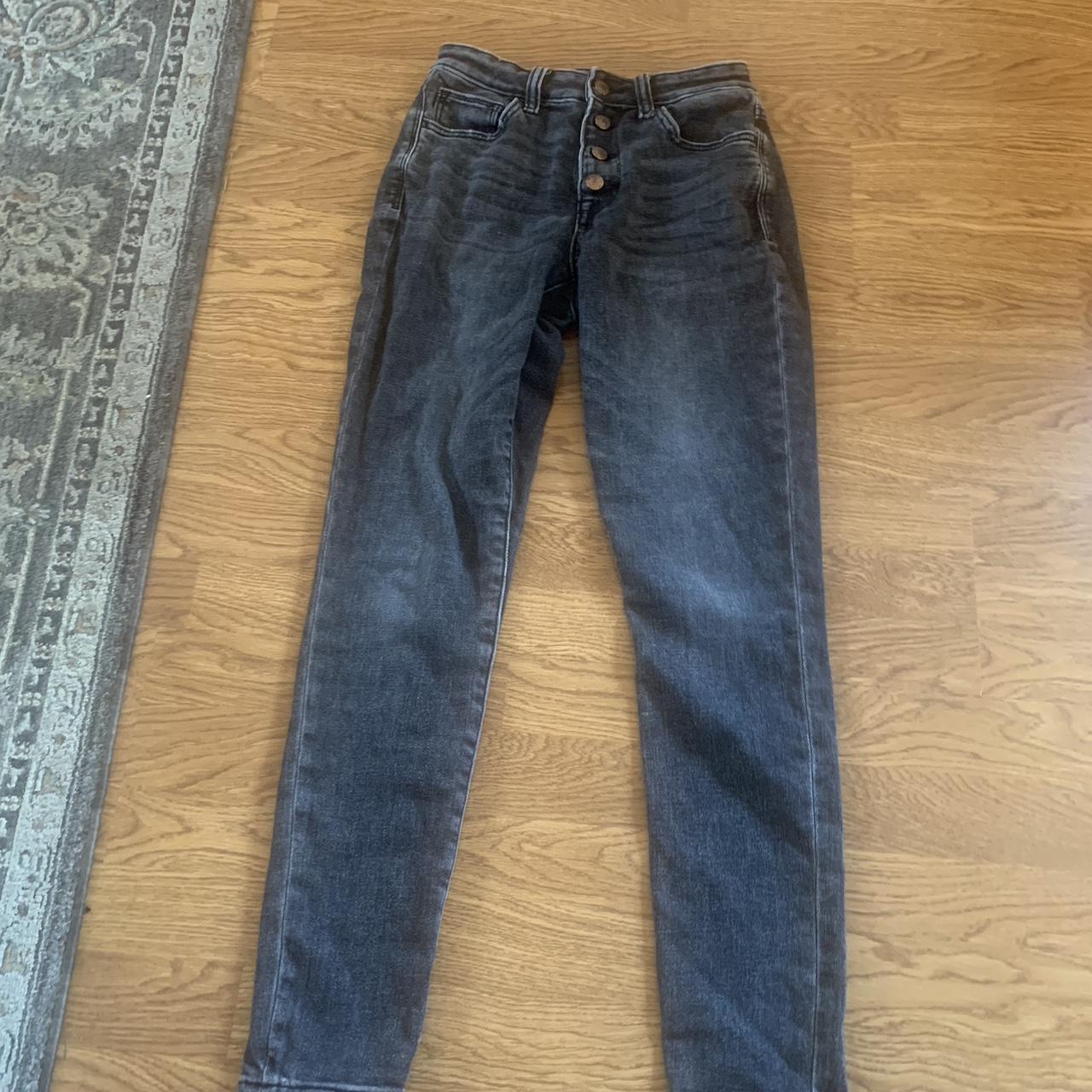 Dark grey skinny jeans, official size is a 5 but... - Depop
