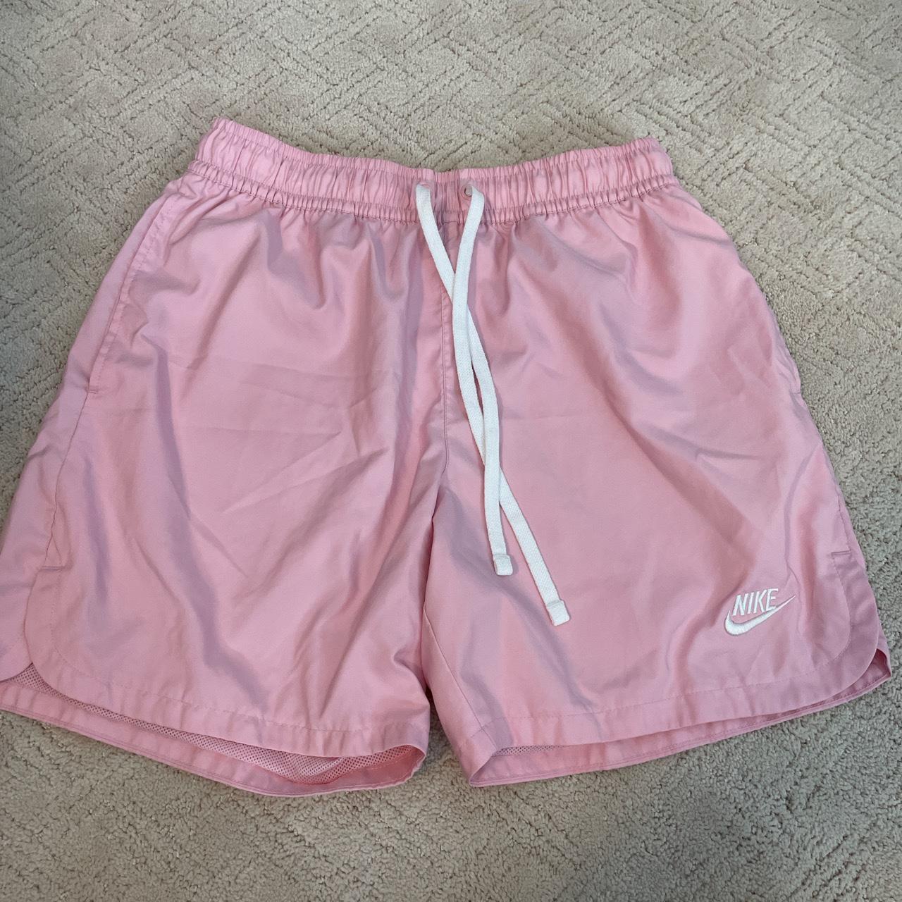 pink nike running shorts no liner size: small also... - Depop