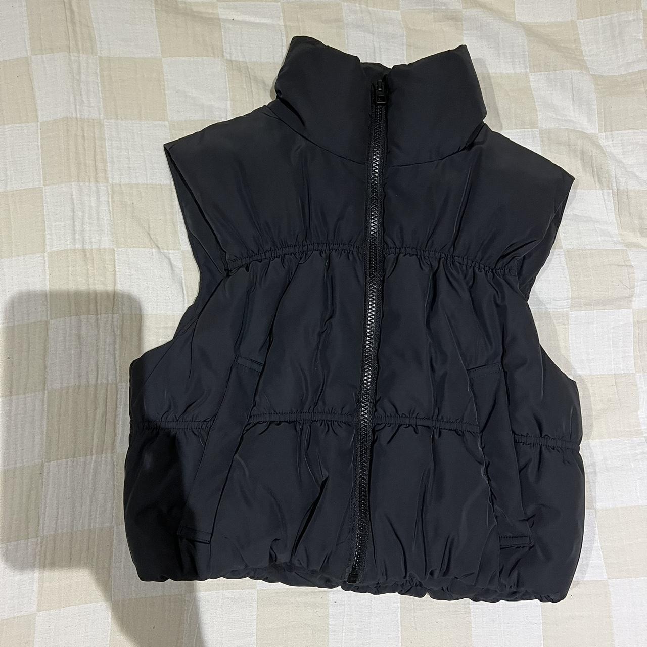 Black puffer vest in perfect condition hardly... - Depop