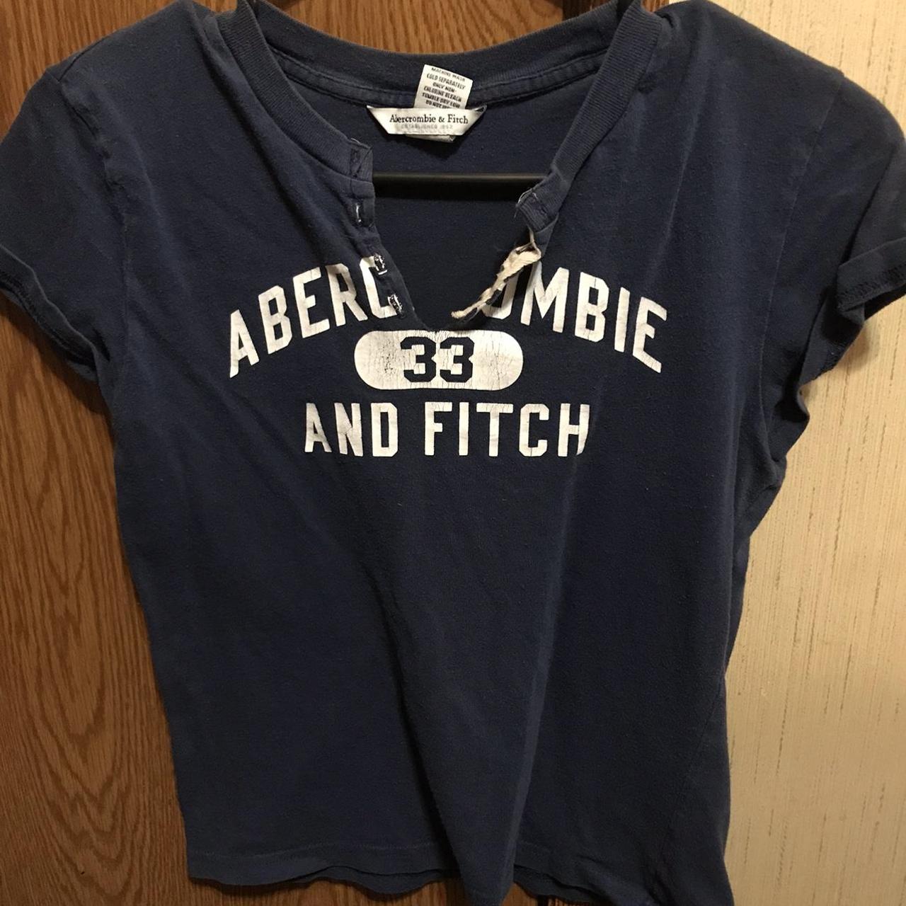 Abercrombie & Fitch Women's Navy and White Shirt | Depop
