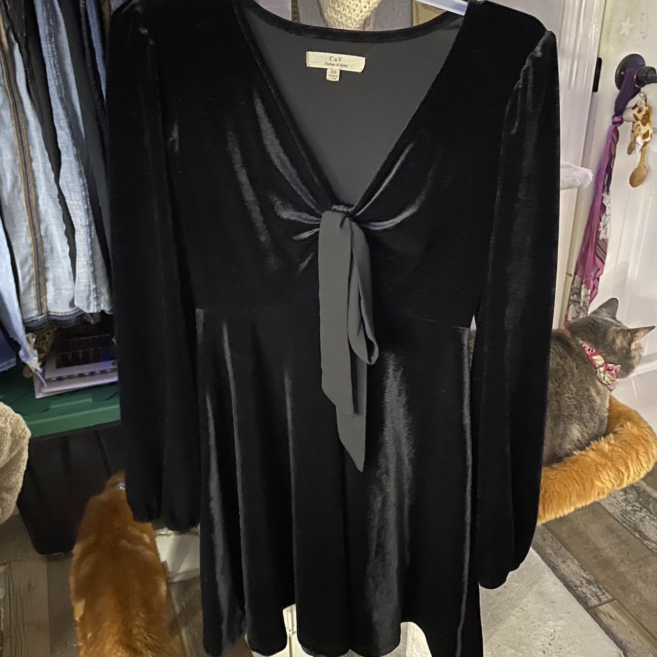 coquette velvet dress! hit around mid thigh. xs but... - Depop