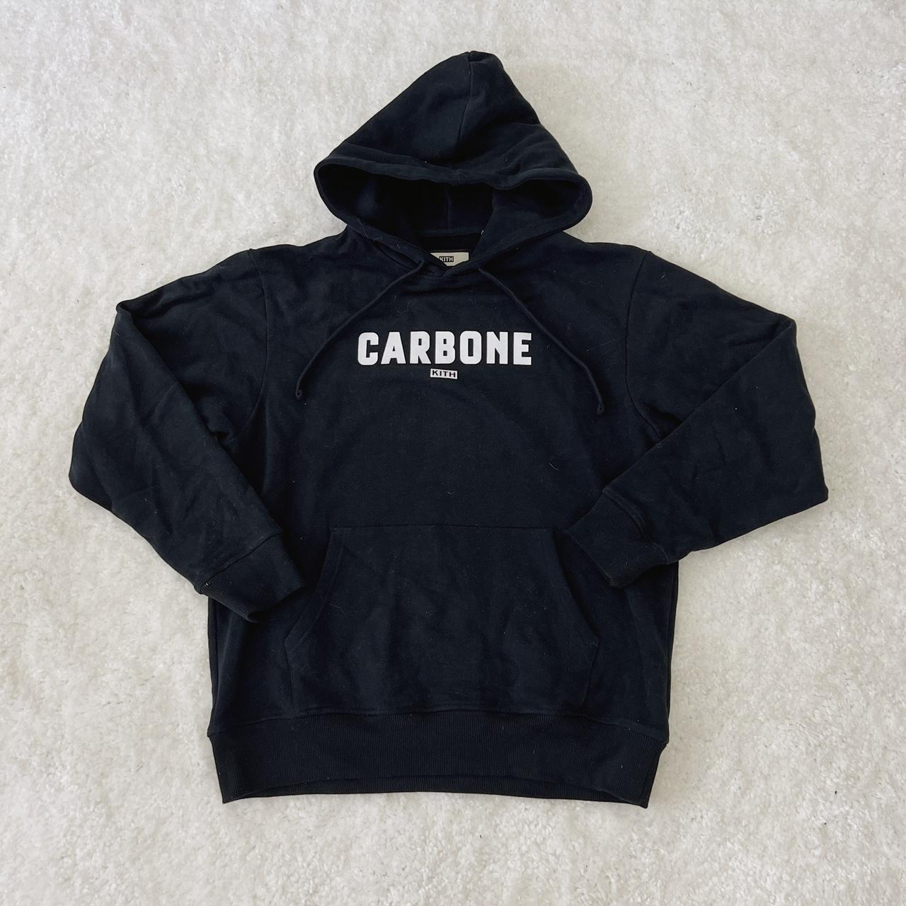 kith carbone hoodie in black 🖤 condition: used in... - Depop