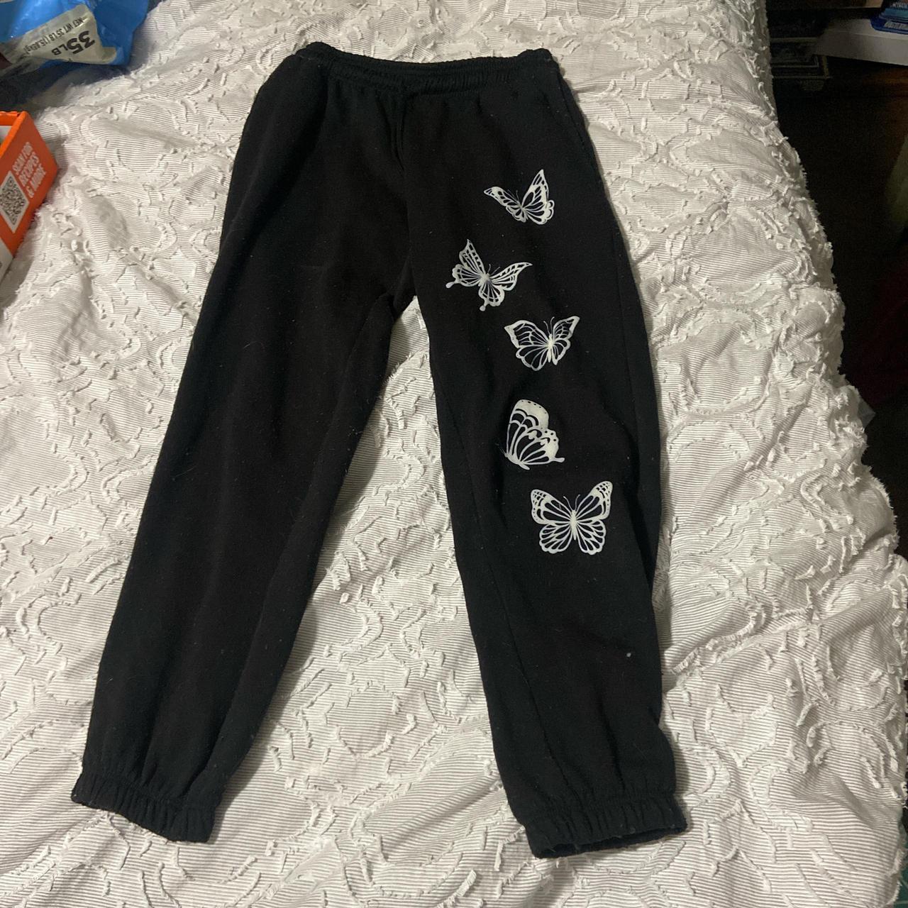 Cute black sweatpants with butterflies