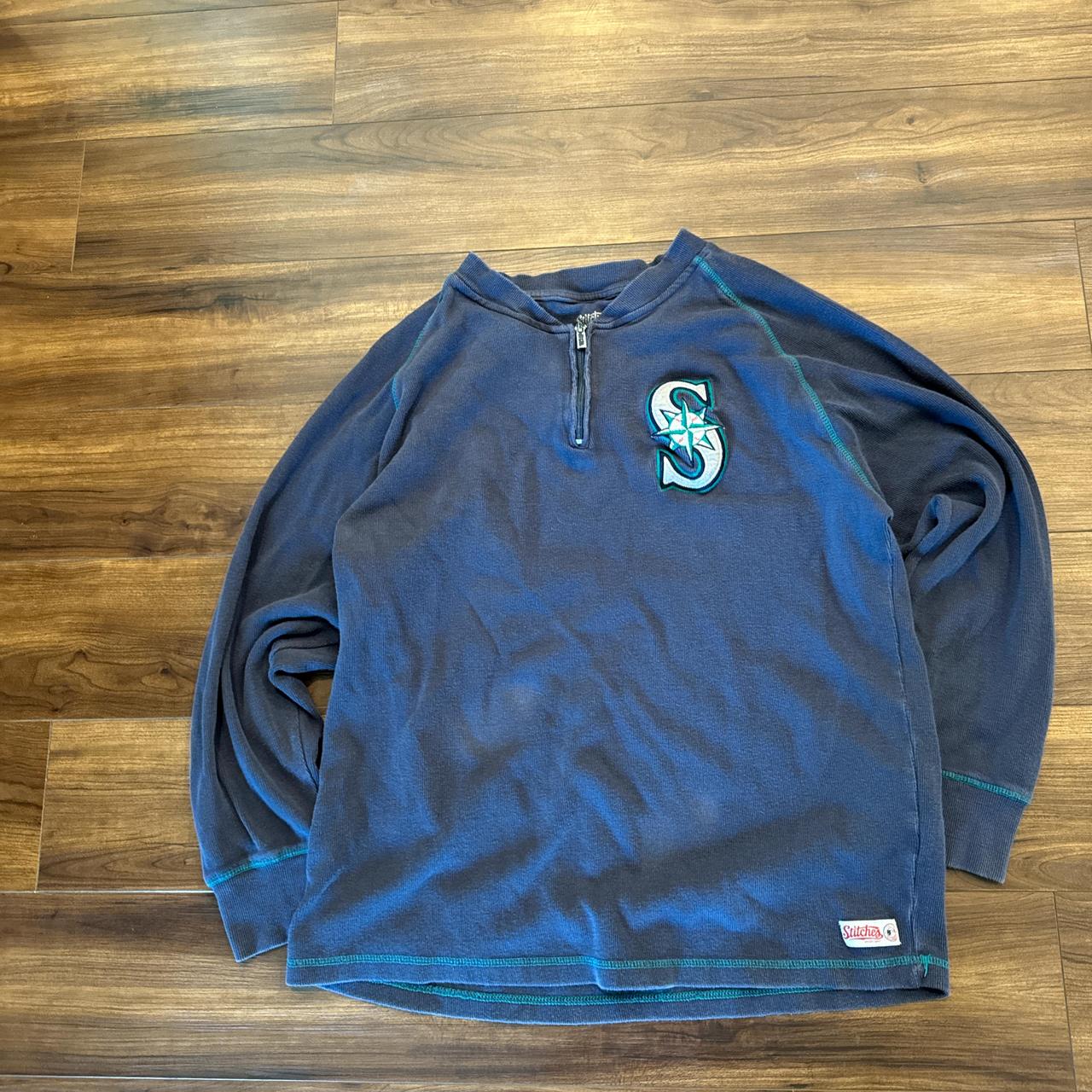 -Seattle Mariners quarter zip crewneck sweatshirt... - Depop