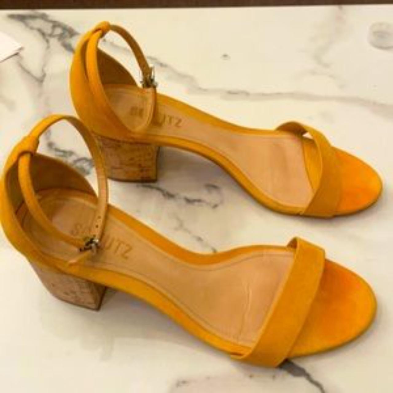 Mustard color hot sale block heels