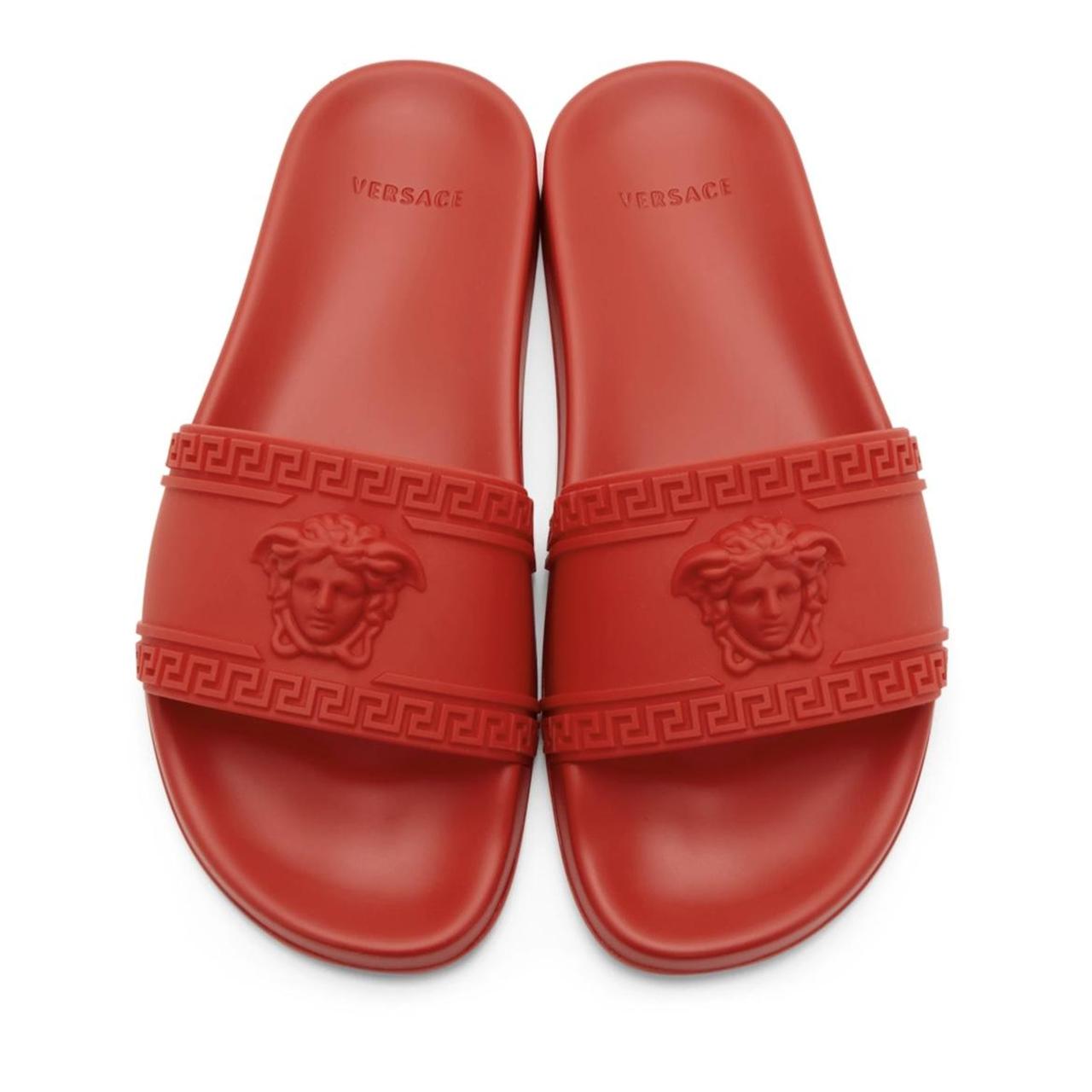 mens red versace slides