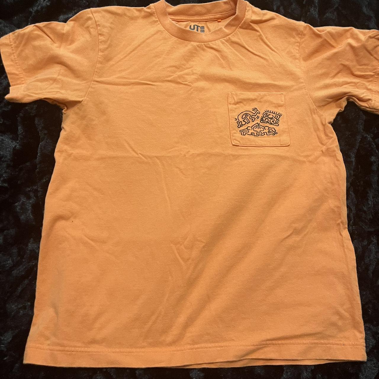 UNIQLO Women's Orange and Black T-shirt | Depop