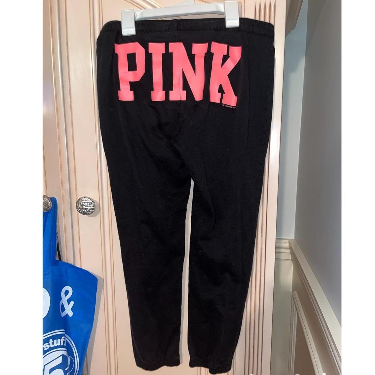 Victoria's Secret Women's Black and Pink Joggers-tracksuits | Depop