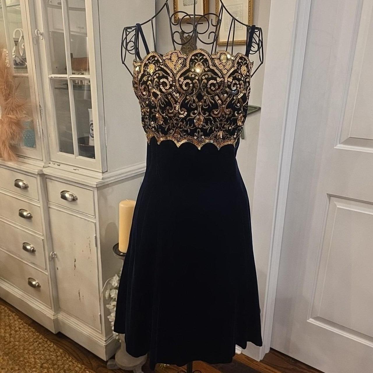 Gunne Sax Women's A-line Dress - Blue/Gold - 14 –… - image 1