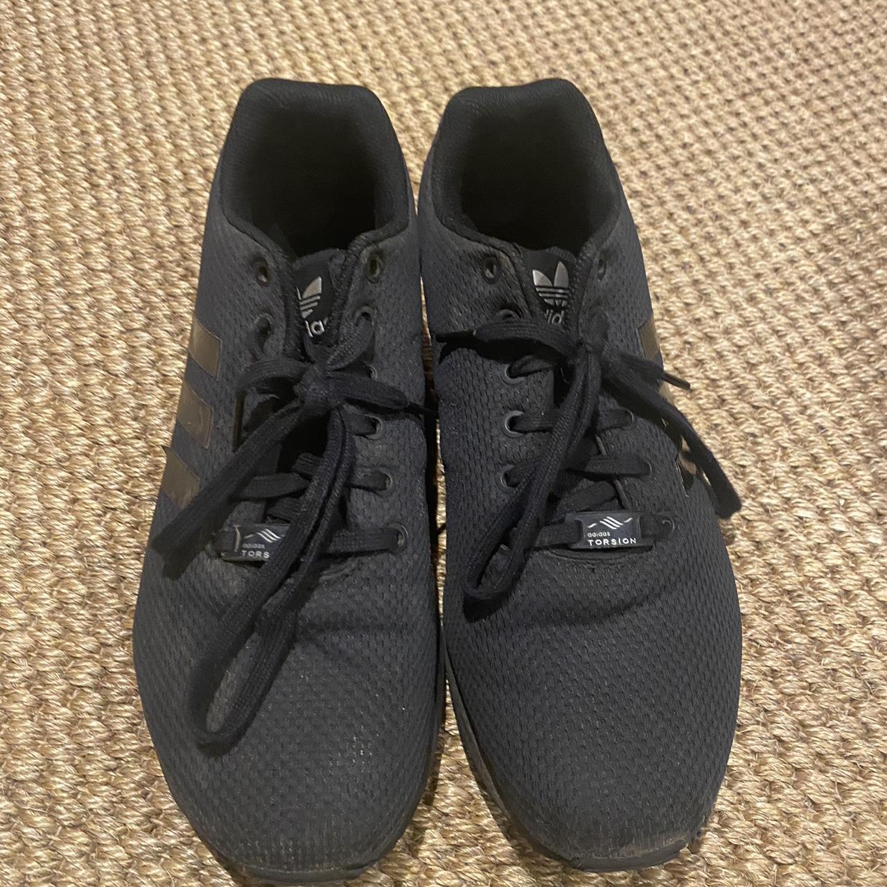 Mens adidas black trainers size mens 10 good... - Depop