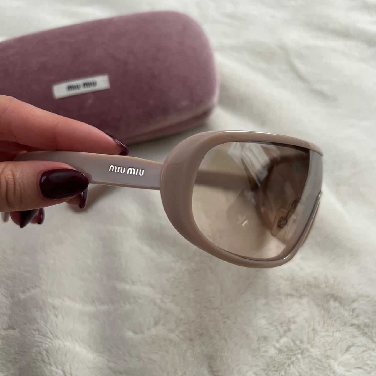Authentic Miu Miu nude / beige sunglasses Great... - Depop