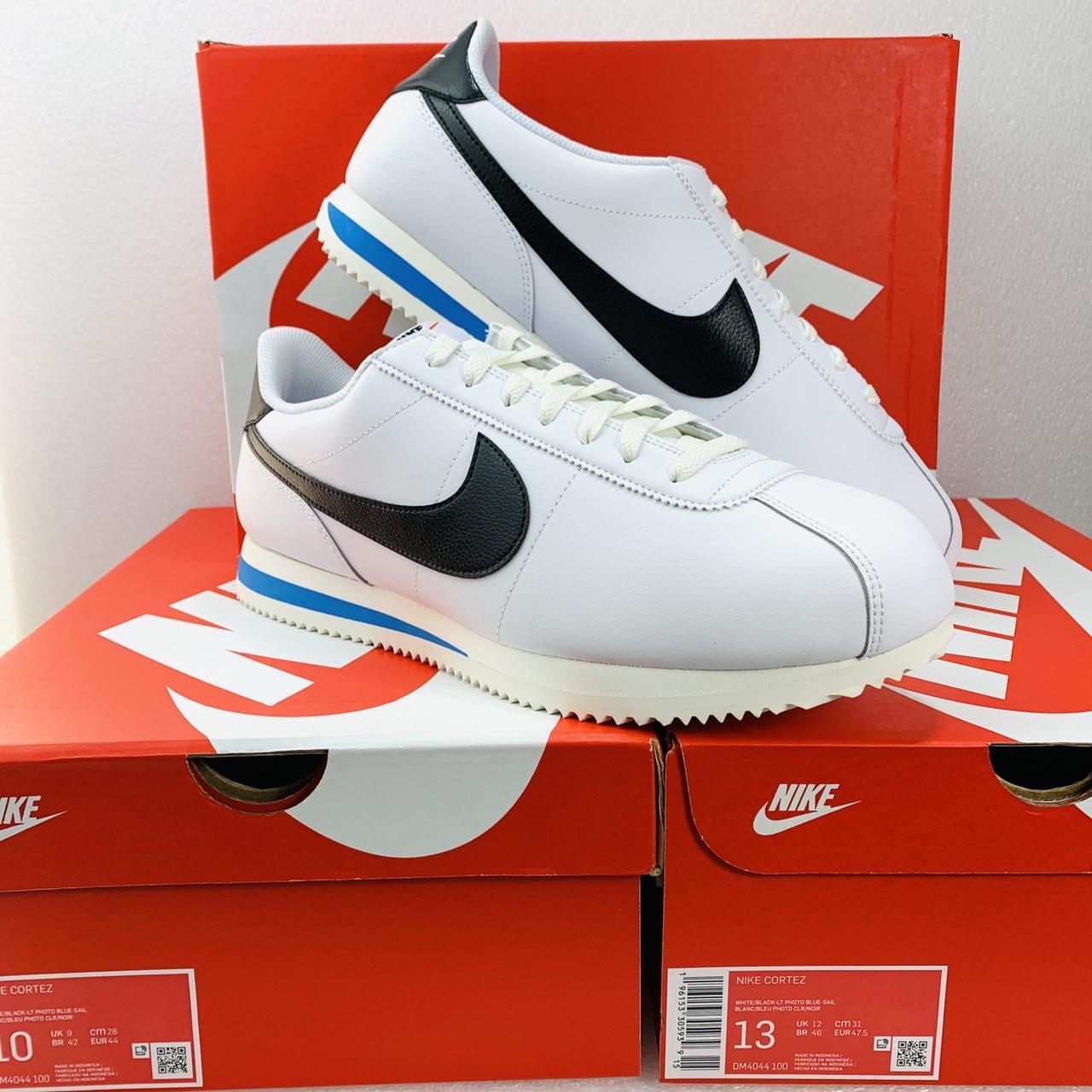 NIKE Cortez DM4044 100 White and Blue Sneaker, 100%...