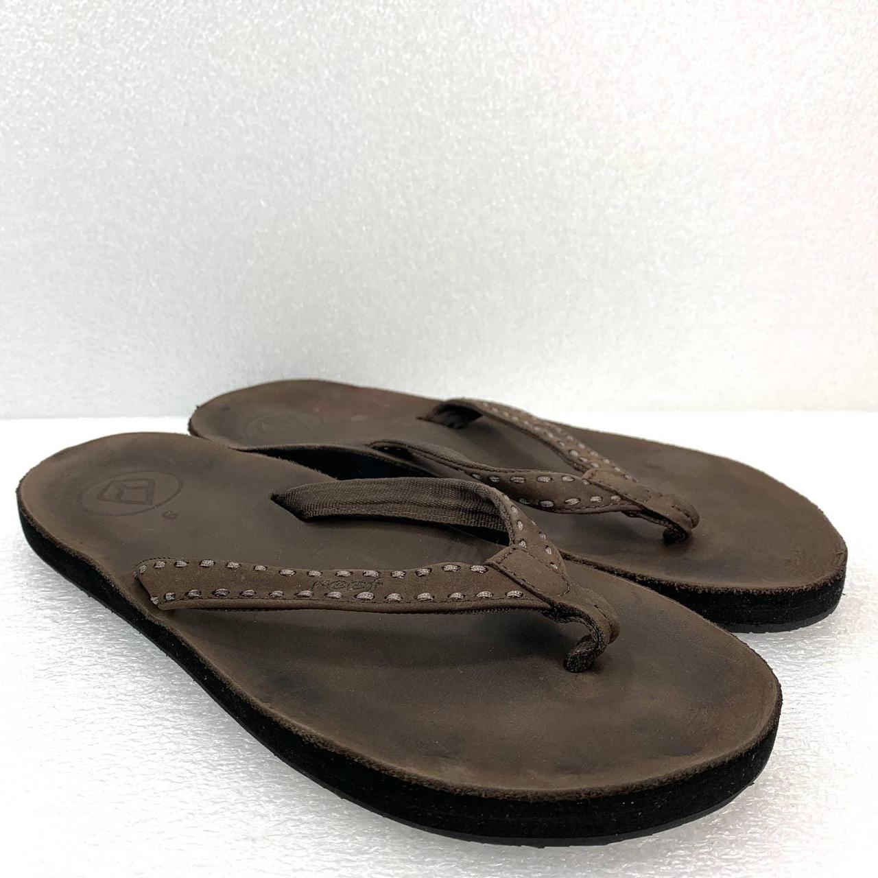 REEF Leather Flipflop Thong Sandals in Brown Size... - Depop