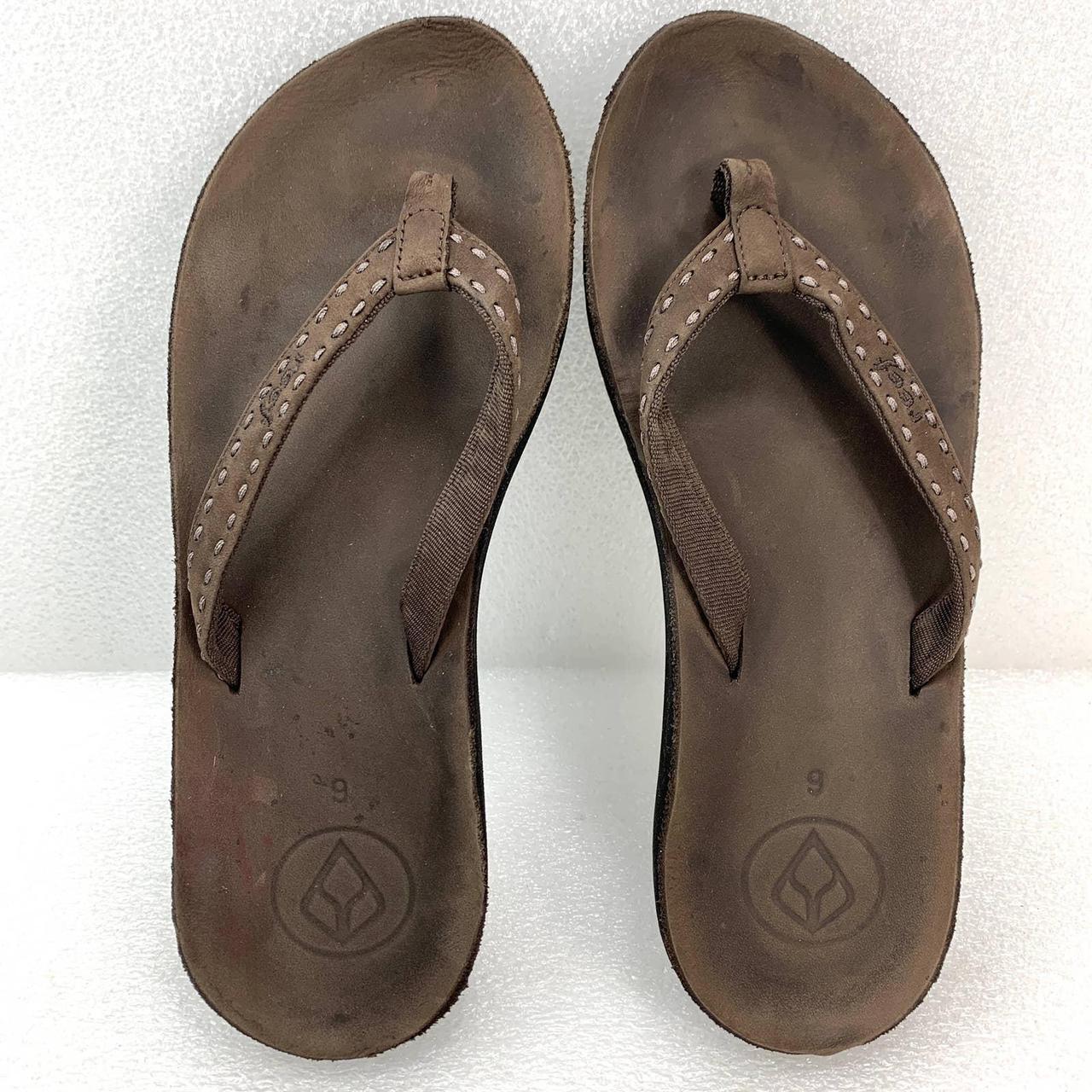 REEF Leather Flipflop Thong Sandals in Brown Size... - Depop