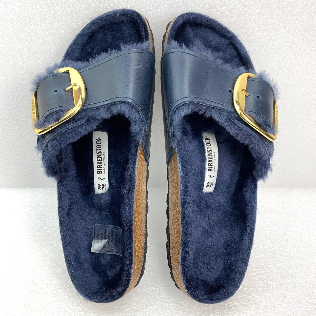 Birkenstock Women's Blue Slides | Depop