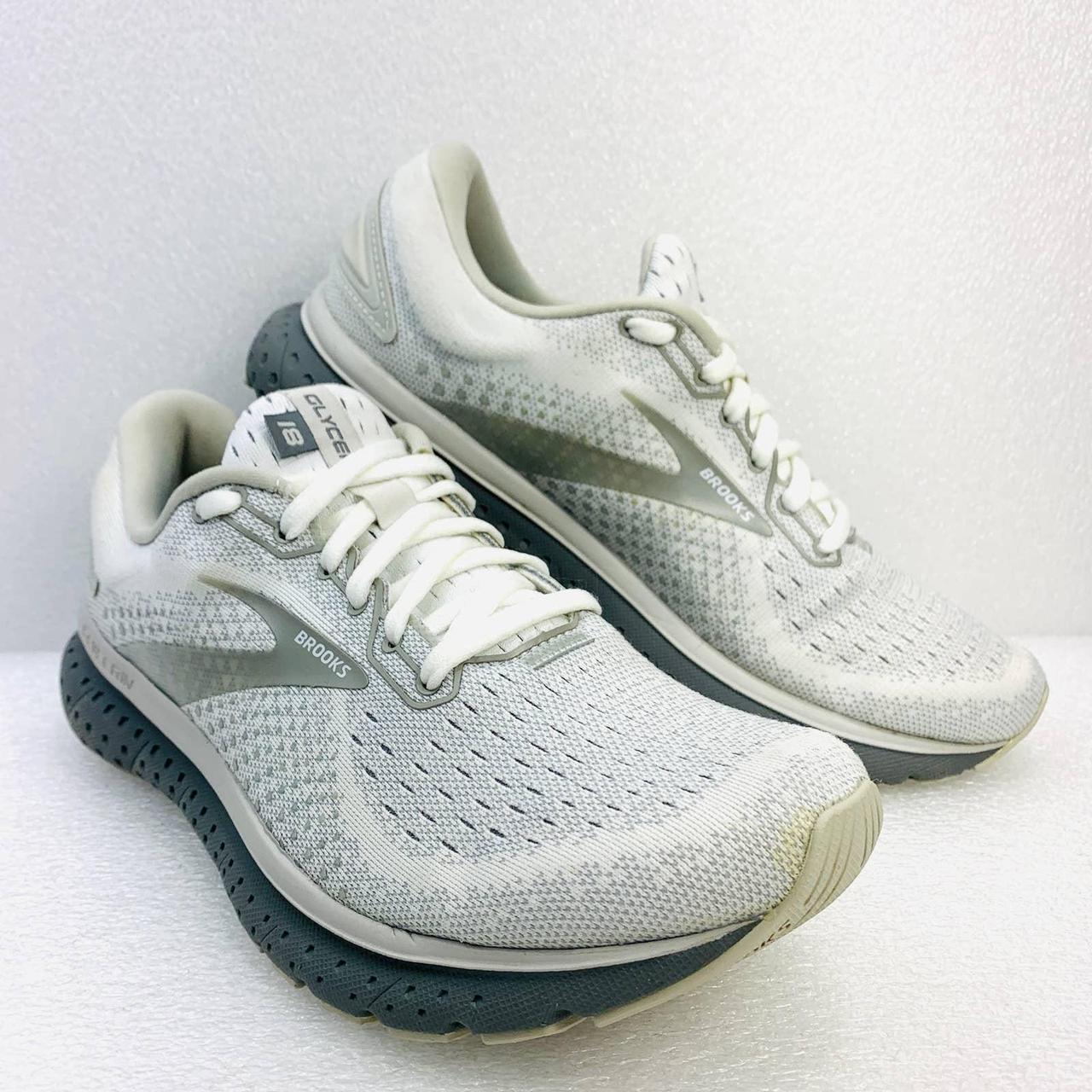 Brooks Women's White and Silver Trainers | Depop