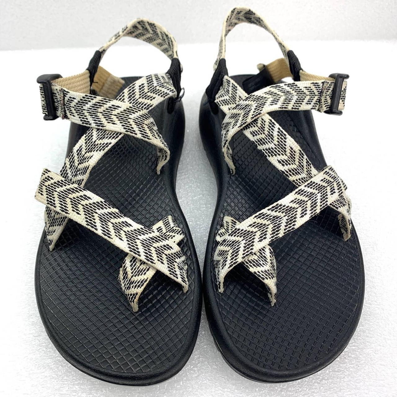 Chaco Women's Black and White Sandals | Depop