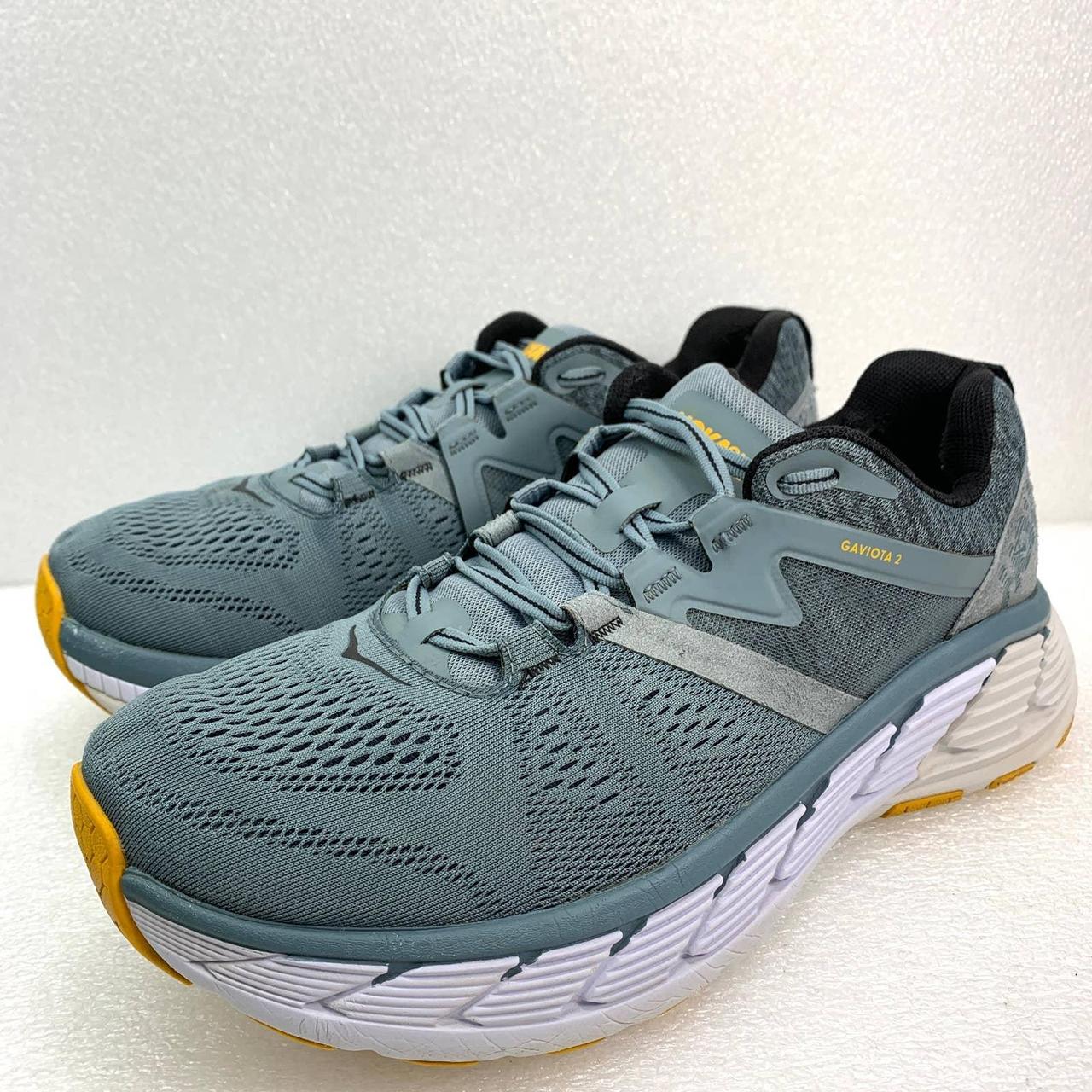 Hoka One One Men's Grey and Yellow Trainers | Depop