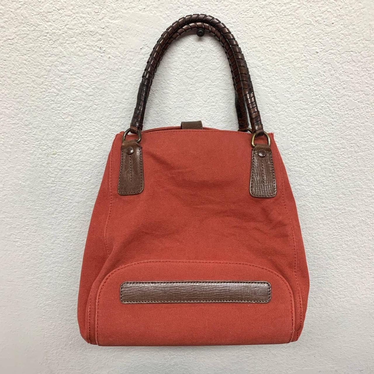 Saks Fifth Avenue Leather Trim Canvas Tote Bag in... - Depop