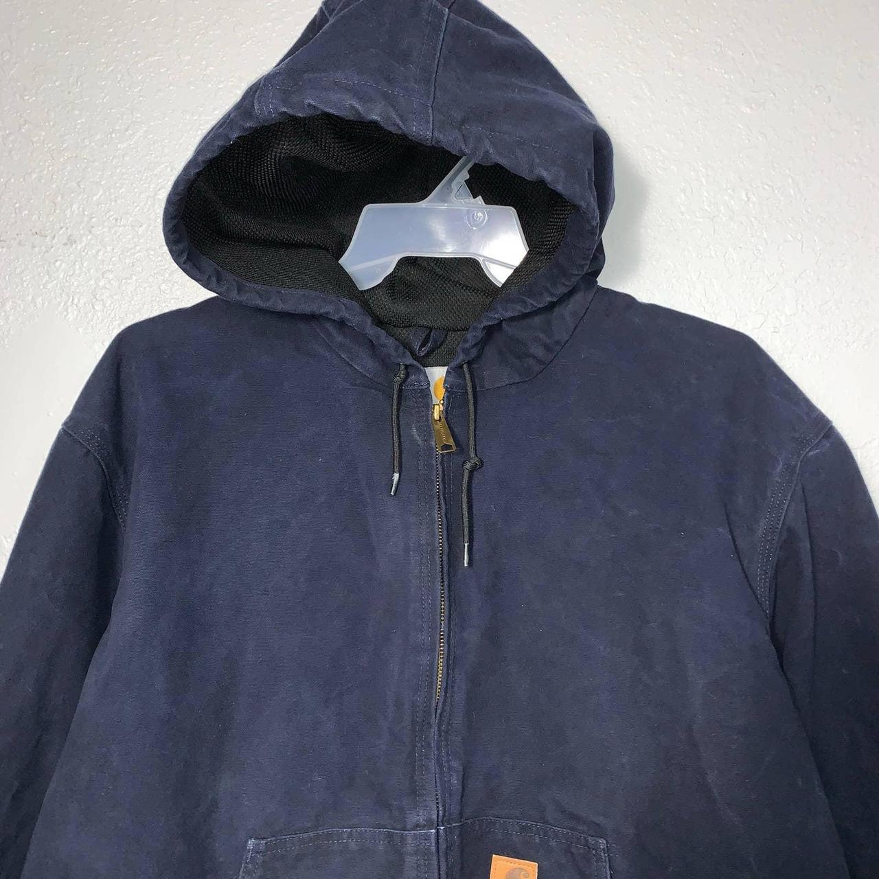 CARHARTT Loose Fit Washed Duck Active Jacket in Navy... - Depop