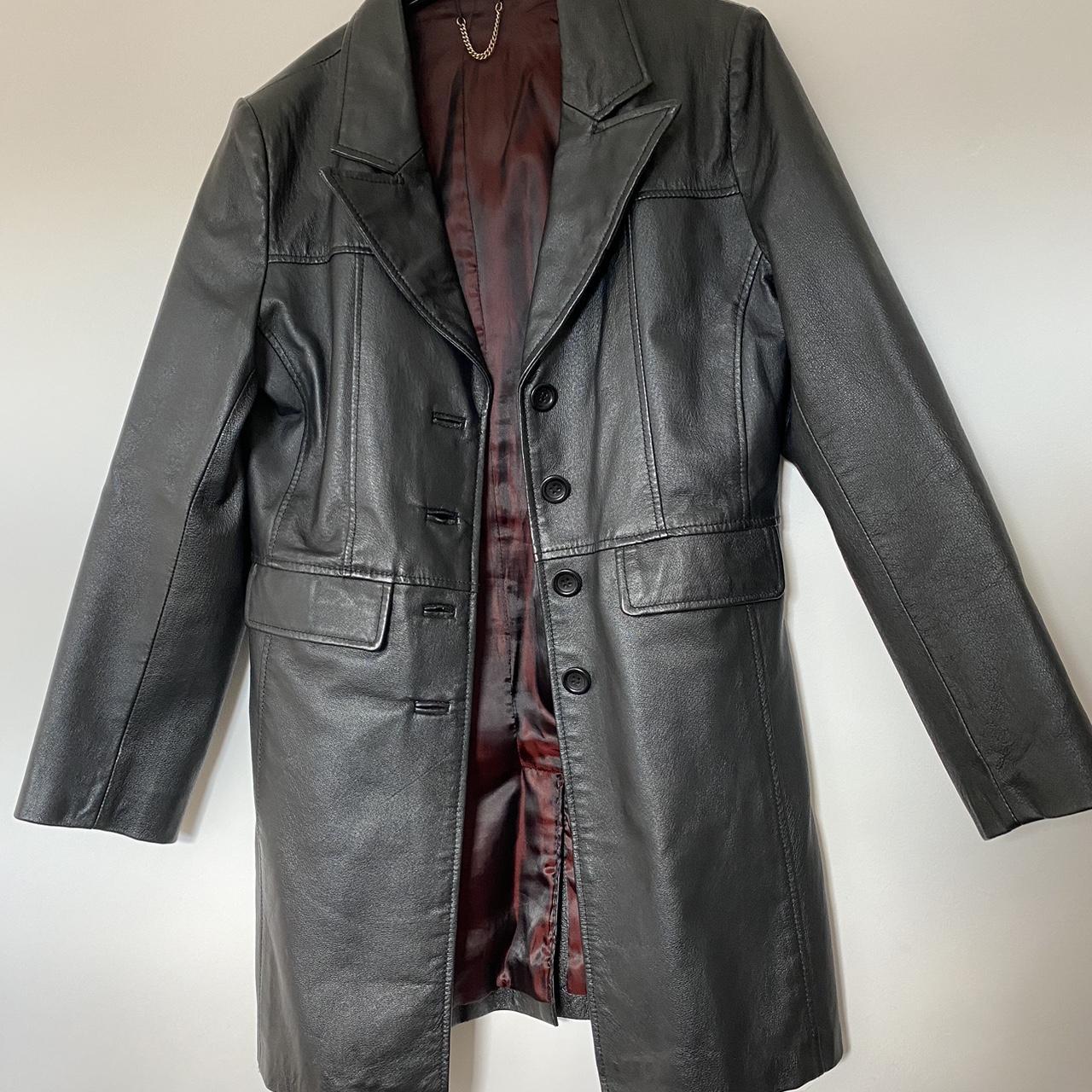 Real leather vintage trench coat. Fully lined.... - Depop