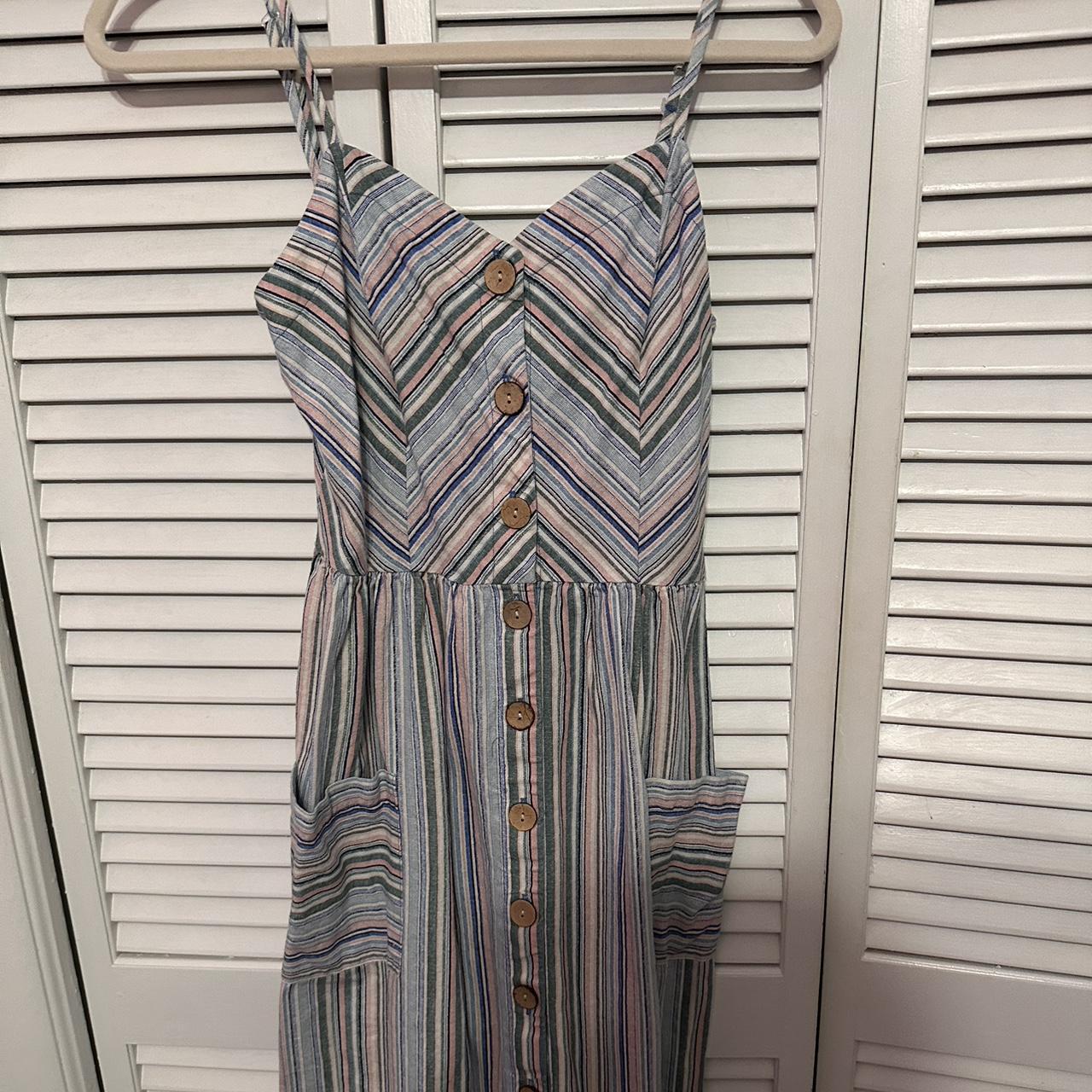 Belk Women's Blue and Pink Dress Depop