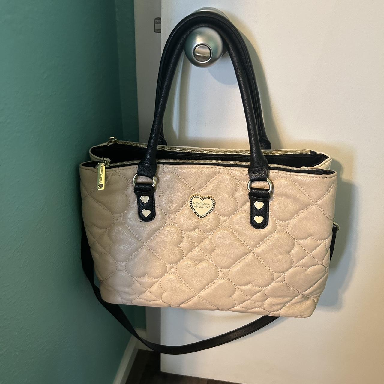 Large Quilted Heart Tri-Tone Betsey Johnson... - Depop