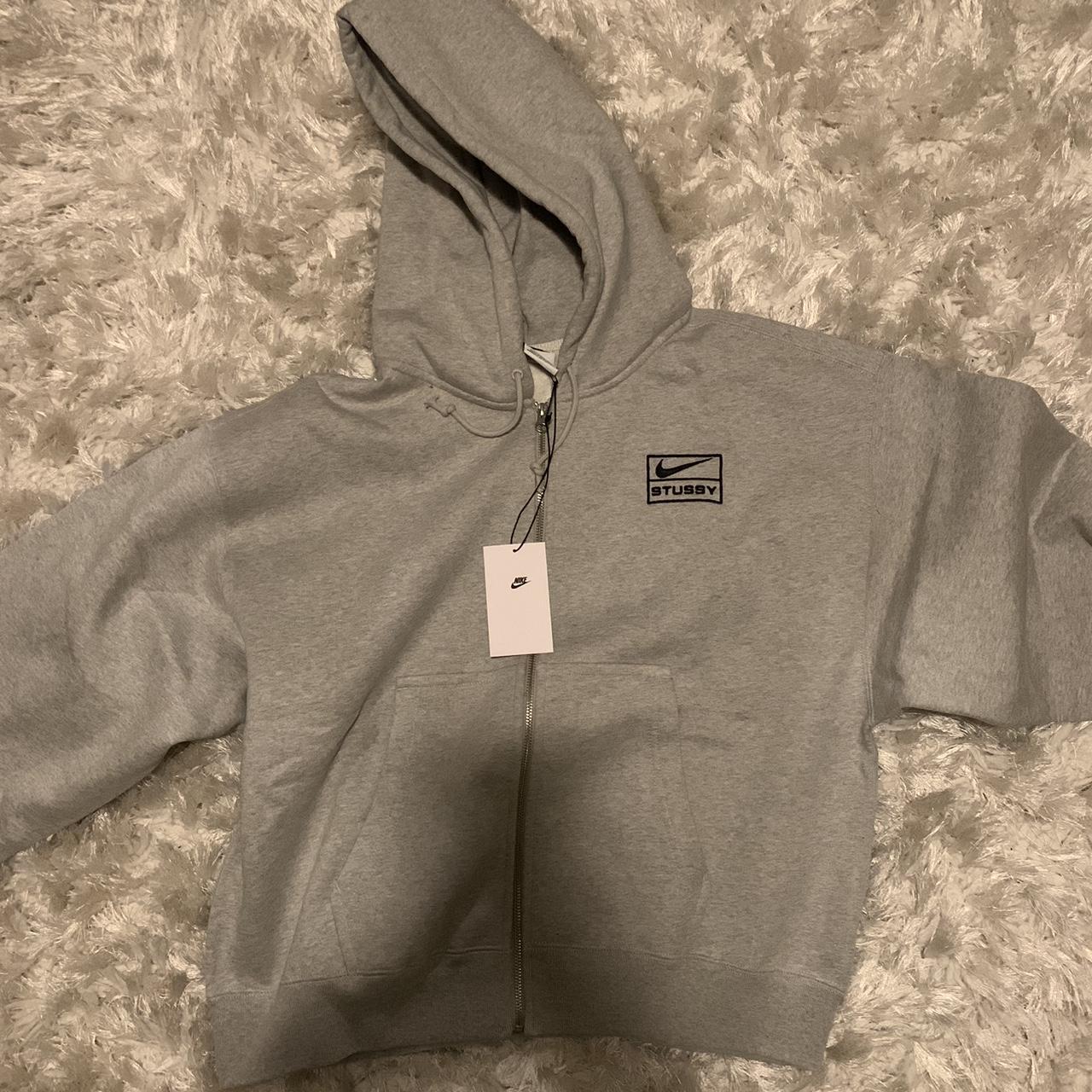 Nike X Stüssy Full-Zip Fleece Hoodie Grey Heather/... - Depop