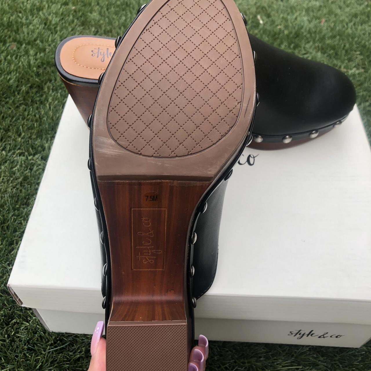 leather wooden clogs