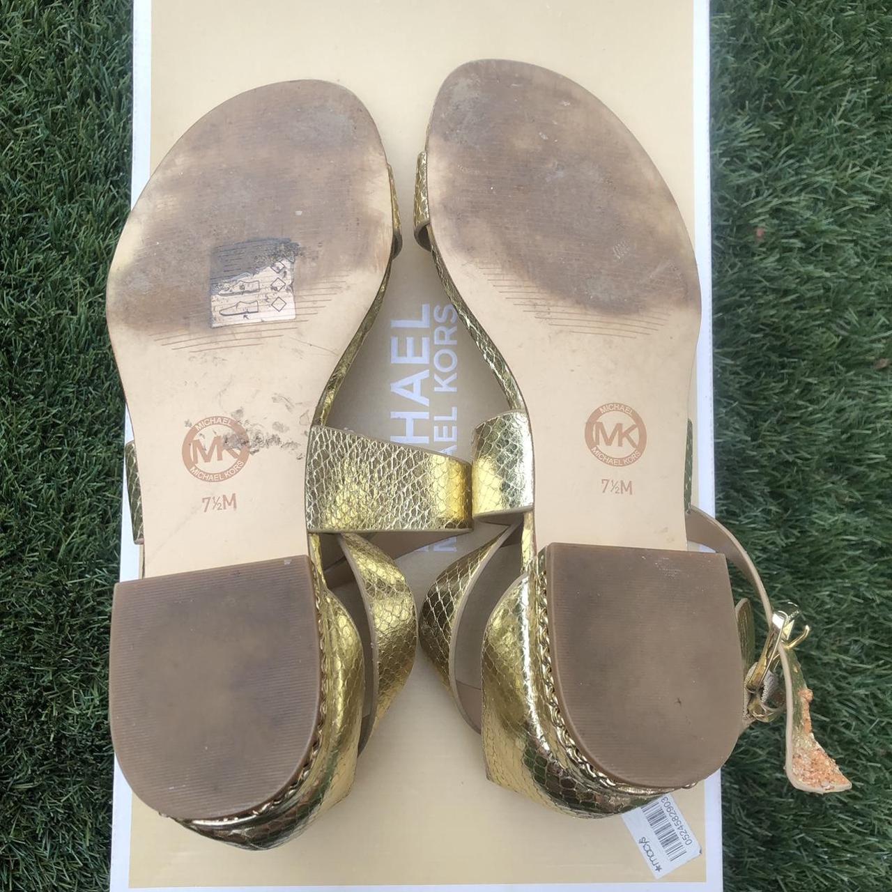 Michael Kors Gold Strap Mini Heel Sandals gold... - Depop