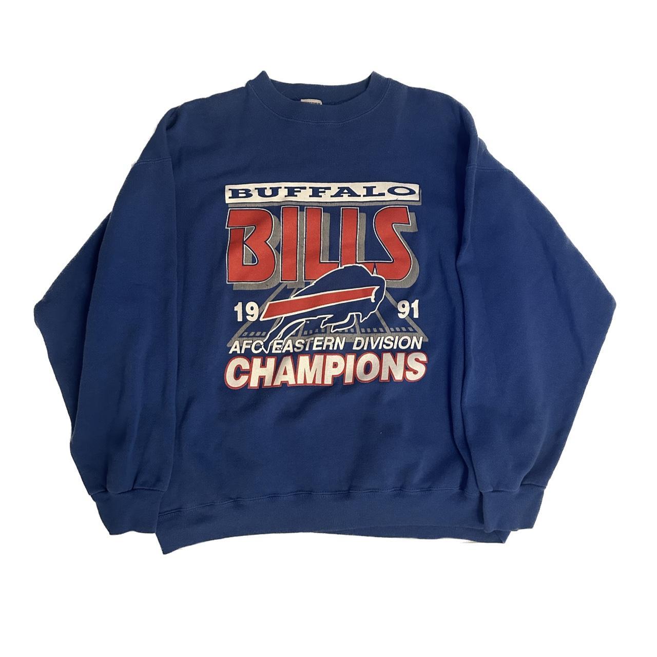 Vintage Trench tag Buffalo Bills 1991 AFC Champs crew neck sweatshirt Sz XL  |