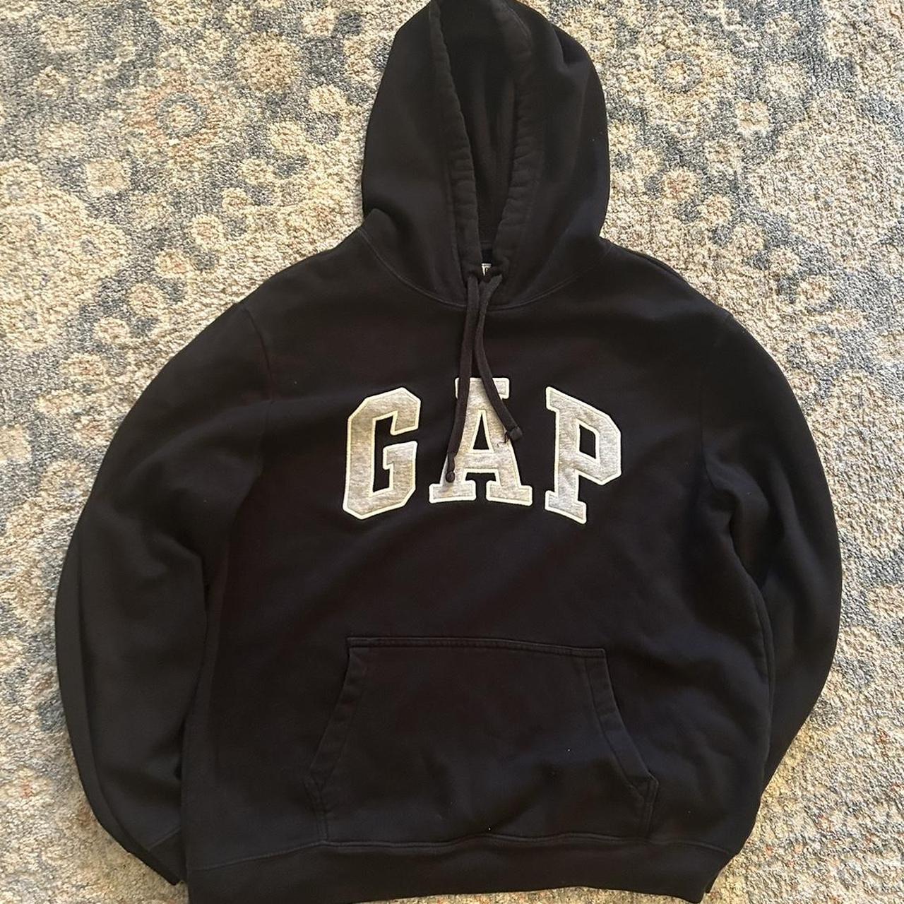 Black GAP hoodie Size large Great condition - Depop