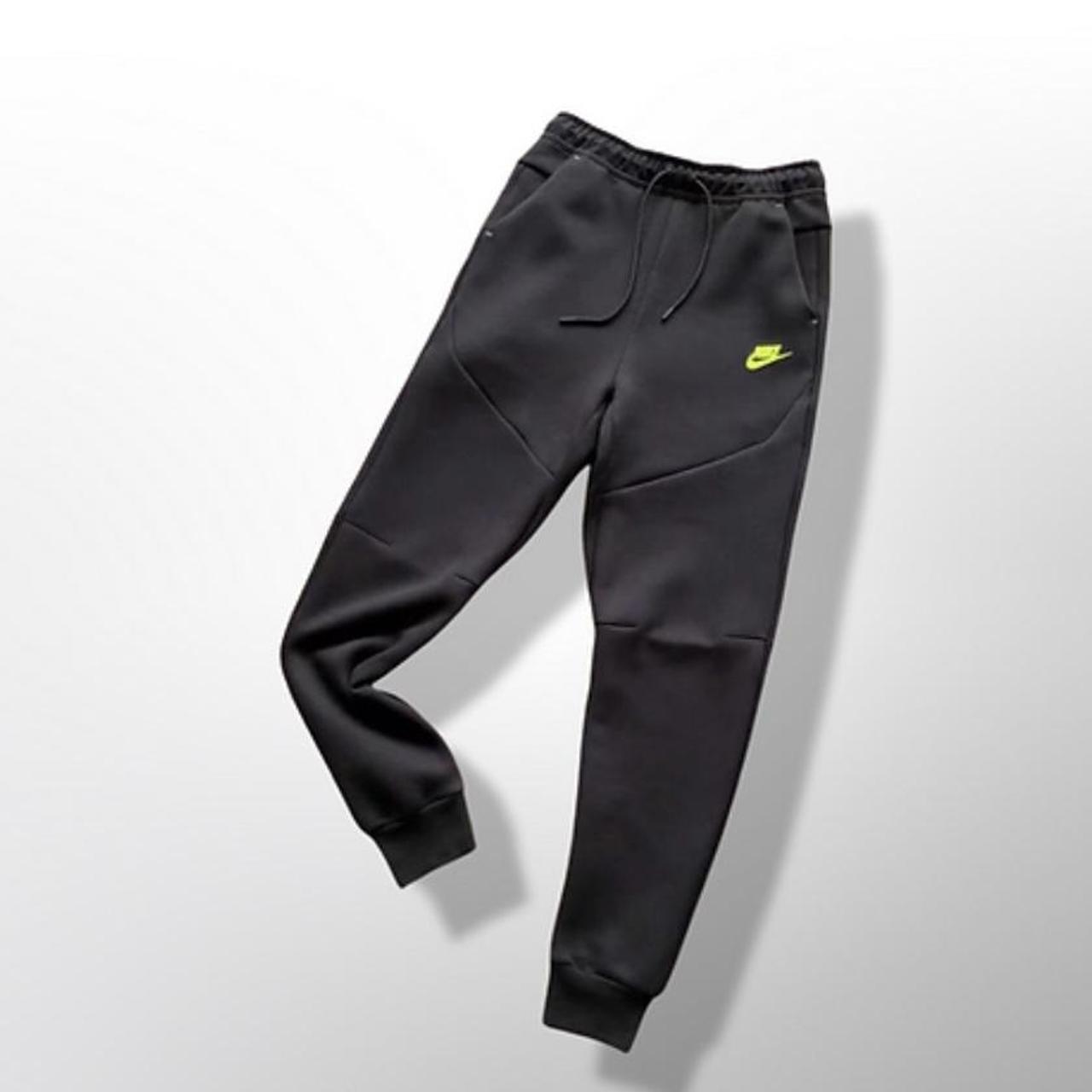 Nike Tech Fleece Tracksuit Black/Grey/Bolt Green (... Depop