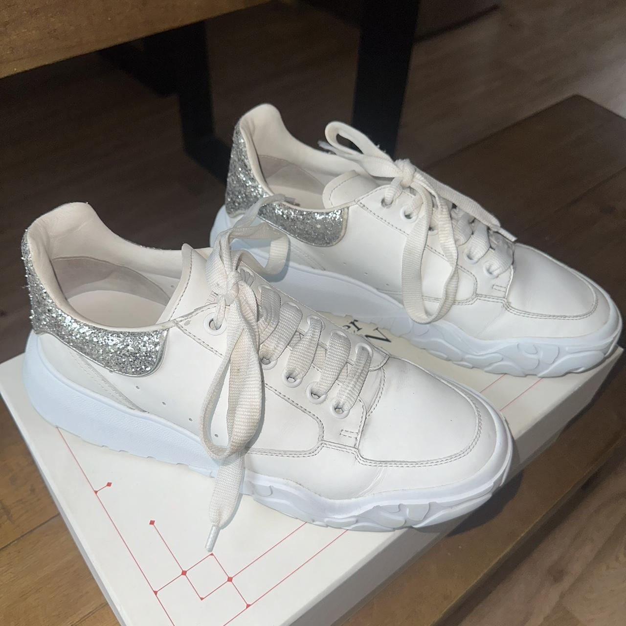 Alexander mcqueen silver sneakers best sale