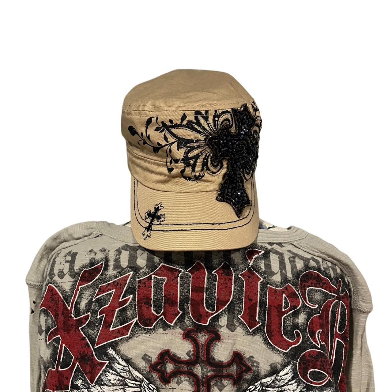 Y2K 2000s Rhinestone military style hat jnco skater | Depop Y2K 2000s Rhinestone military style hat jnco skater | Depop