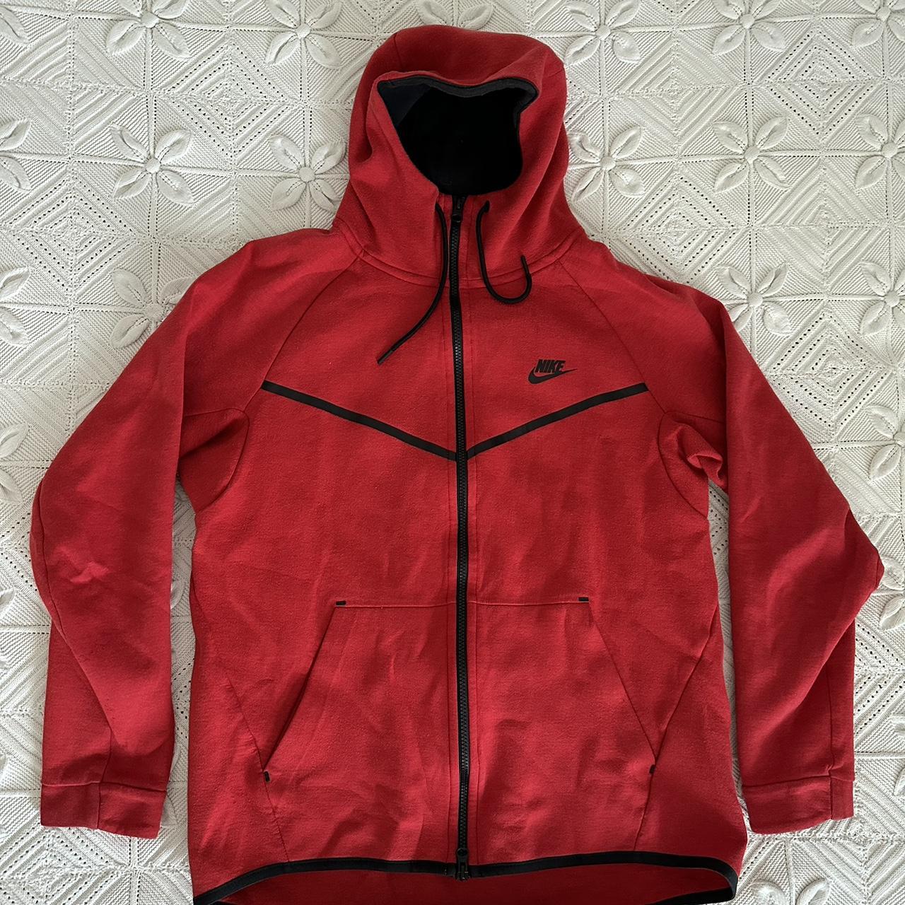 Zip vest red Nike Tech Fleece size L in perfect... - Depop