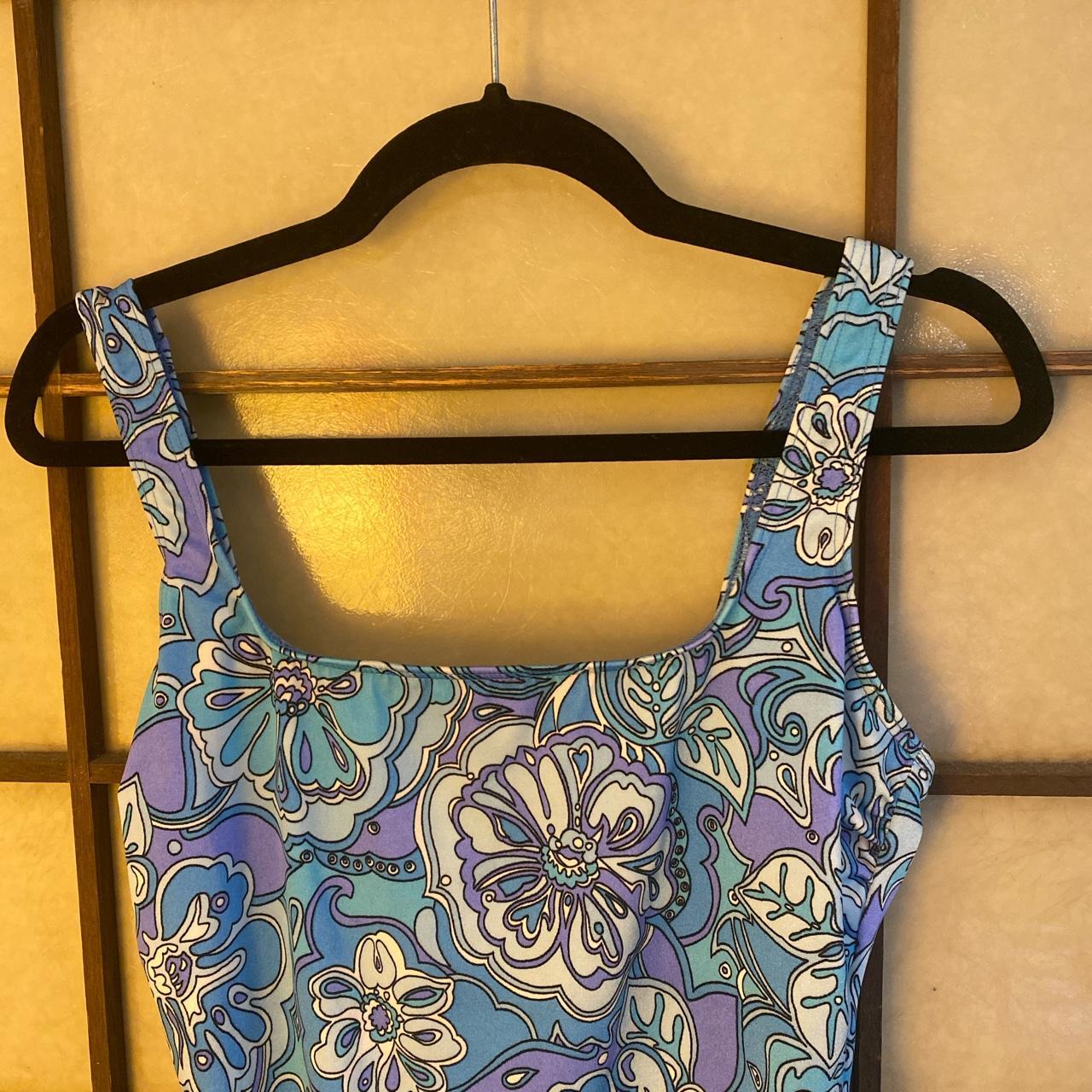 Lands' End Women's Blue and White Swimsuit-one-piece | Depop