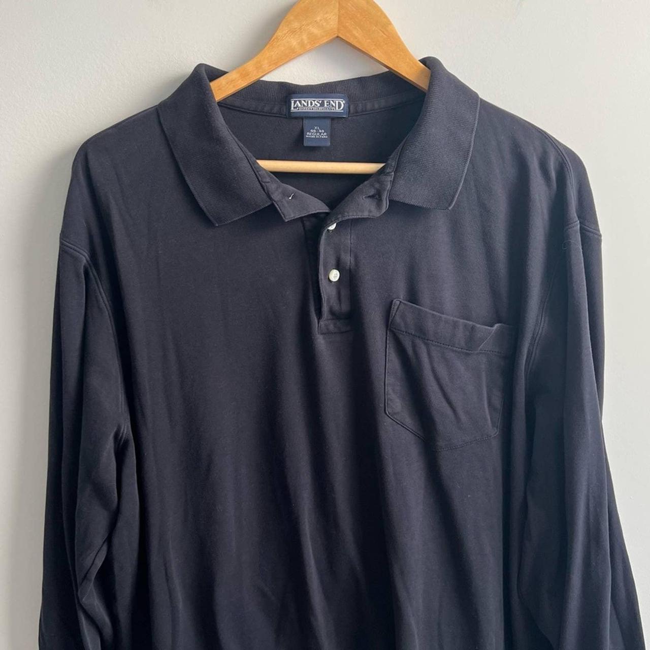 Lands' End Men's Black Poloshirts Depop