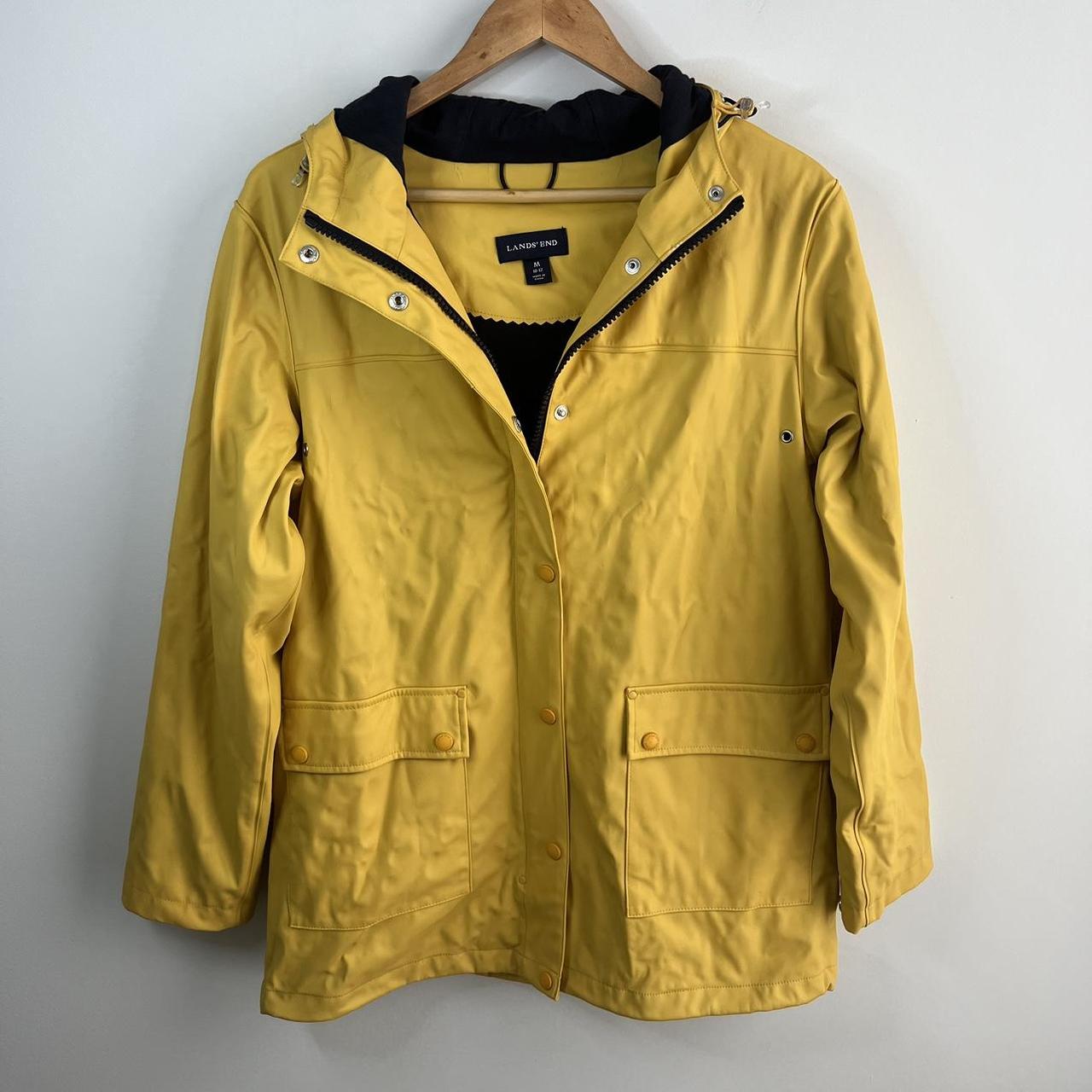 Lands' End Women's Yellow and Blue Jacket Depop