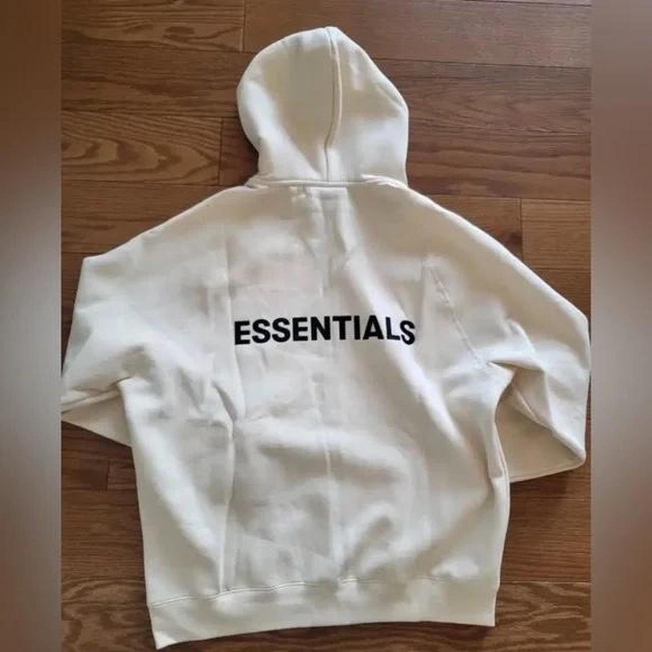 Essentials White Zip Up Hoodie - Depop