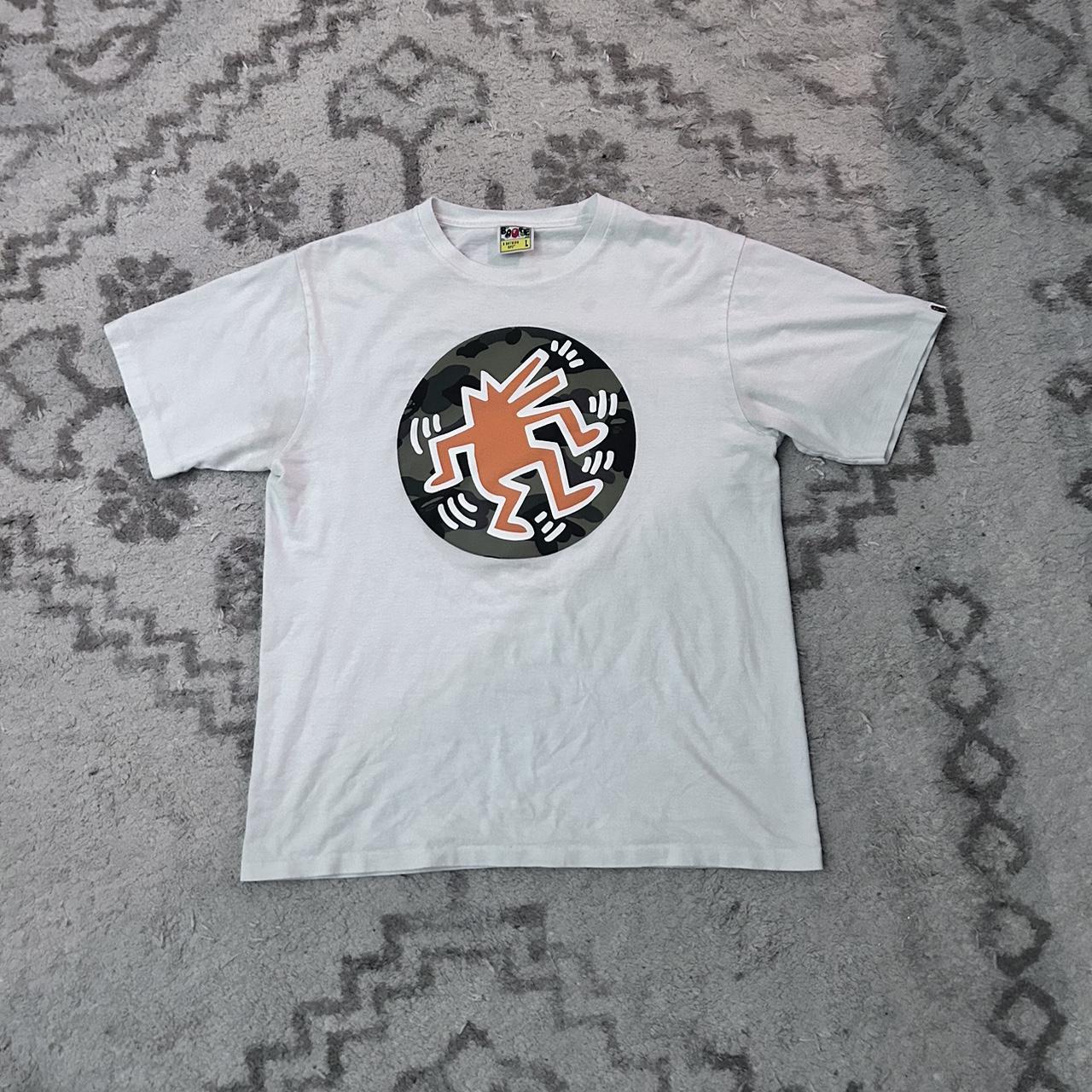 Keith Haring x Bathing ape white and orange tshirt