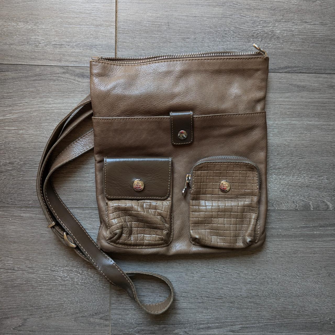 The Trend Brown Genuine Leather Crossbody Bag Roots. Depop