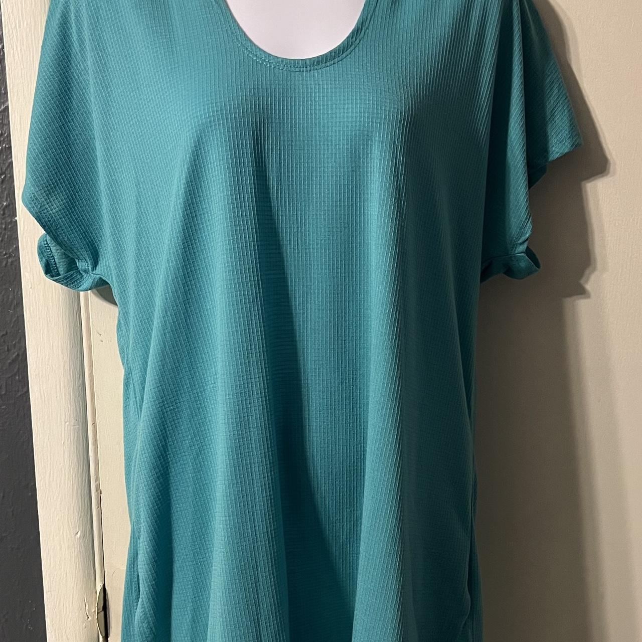 Time And Tru T-Shirt With Hood Teal Green Size S... - Depop